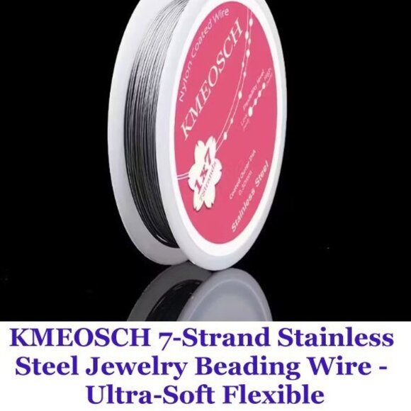 KMEOSCH Silver 7-Strand Nylon Coated Stainless Steel Beading Wire ø0.45mm - Picture 1 of 3